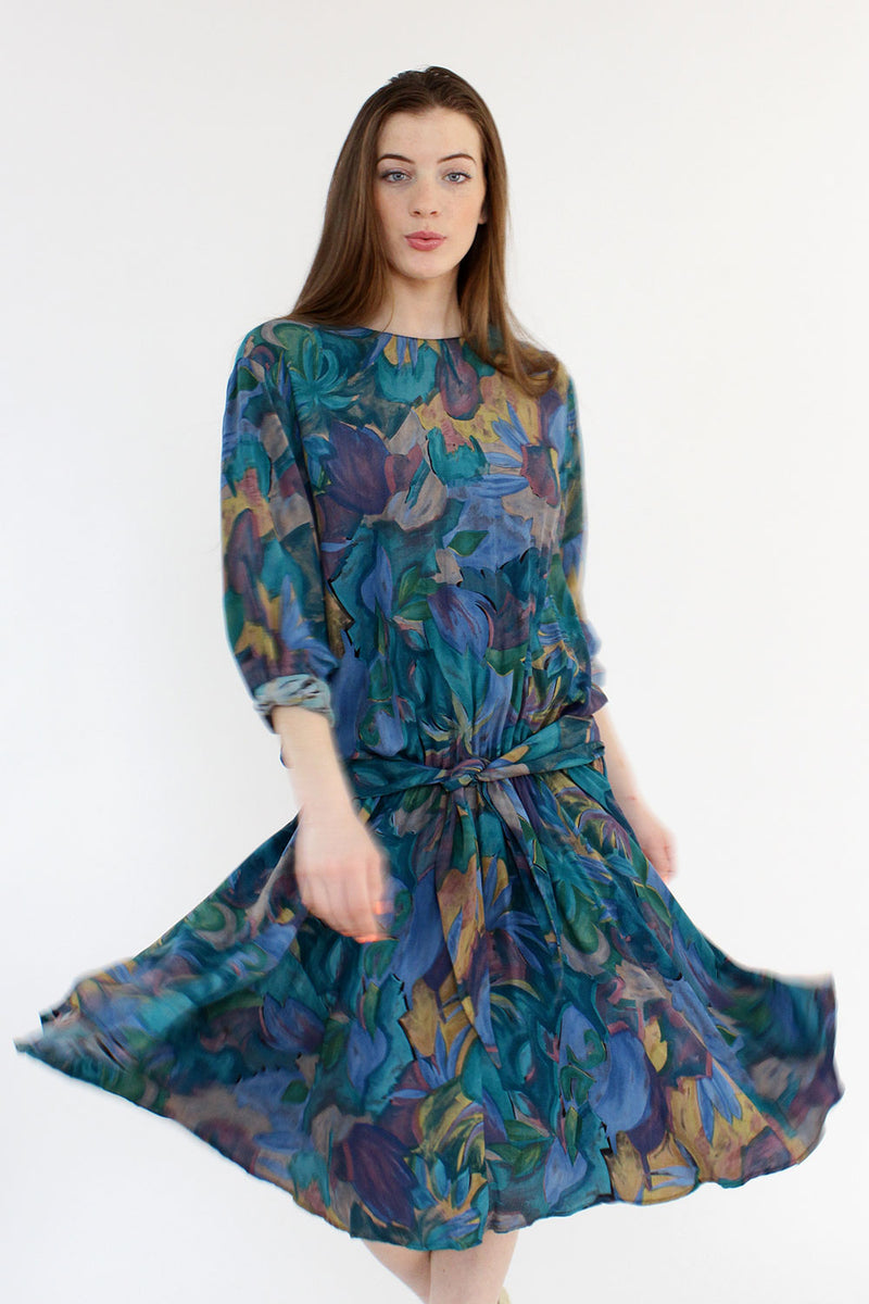 Painterly Draped Dress M/L