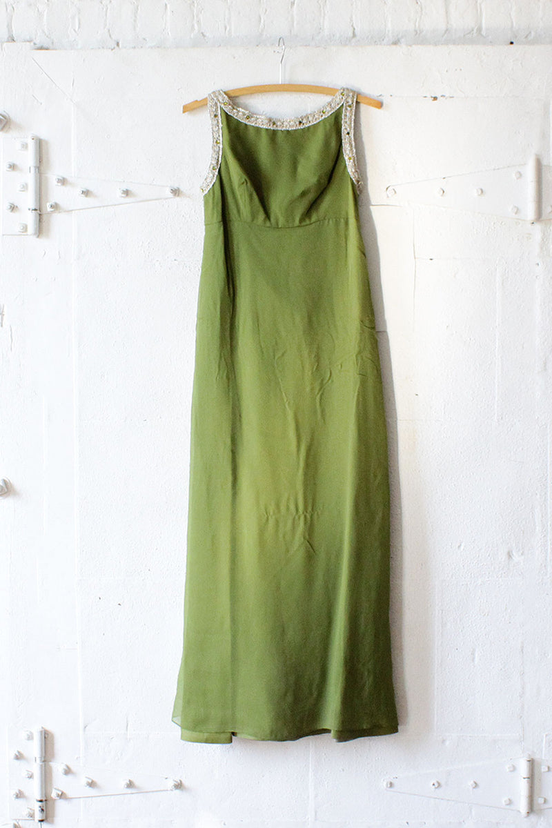 Moss Chiffon Bow Back Dress XS