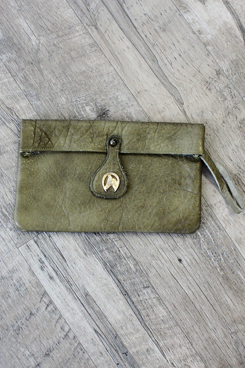 Moss Leather Horse Emblem Pouch