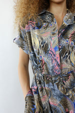Cabrais Feather Print Shirtdress M/L