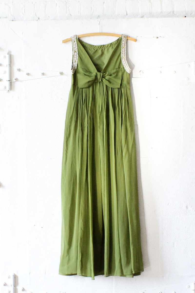 Moss Chiffon Bow Back Dress XS