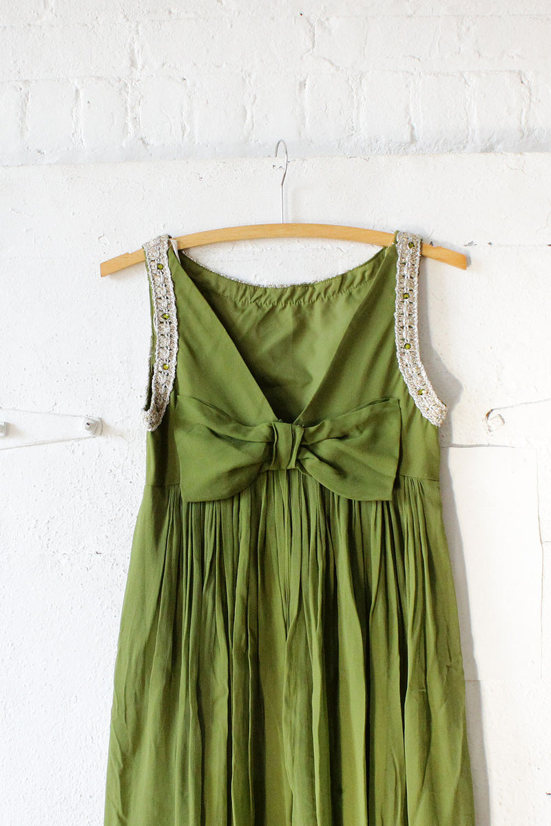 Moss Chiffon Bow Back Dress XS