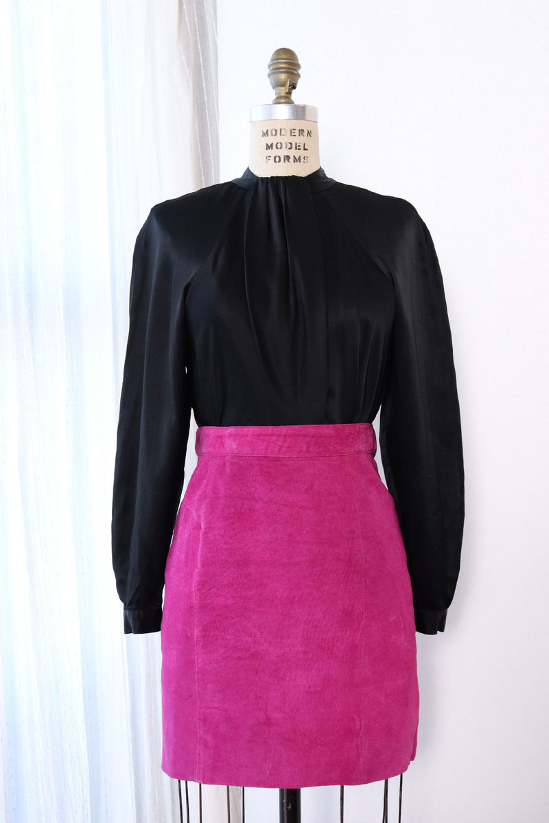 Fuchsia Suede Mini Skirt S/M