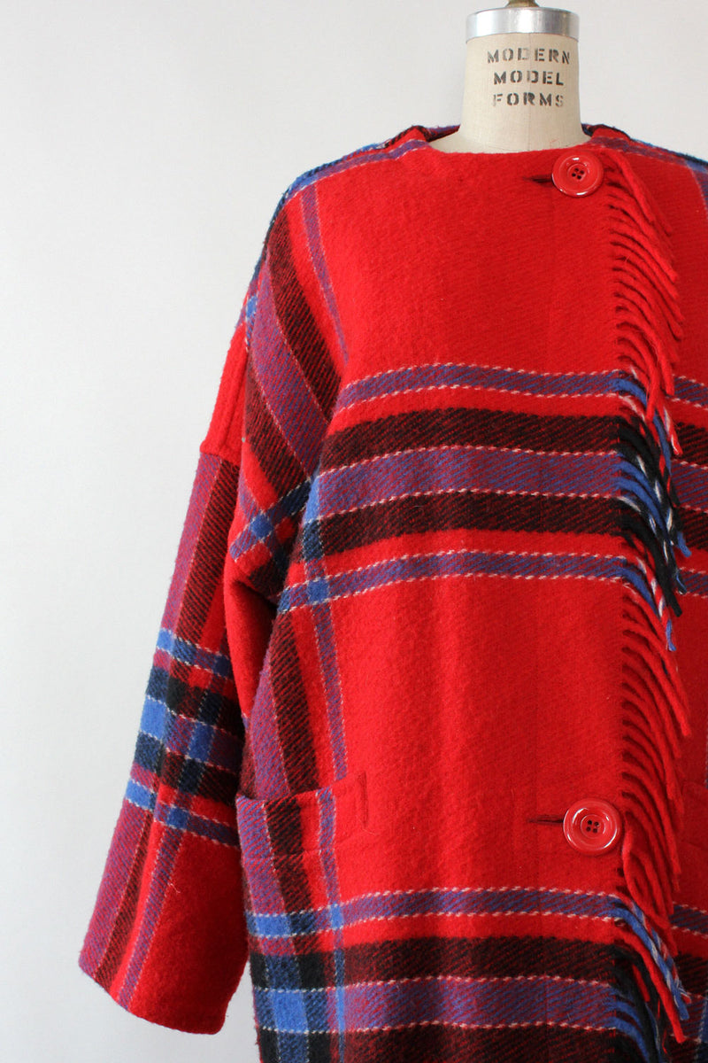 Ruby Plaid Blanket Coat S/M
