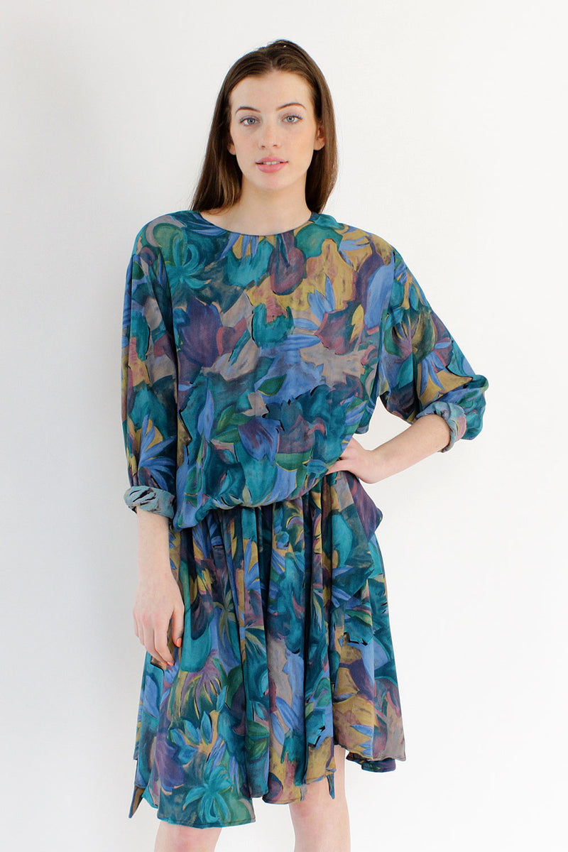 Painterly Draped Dress M/L