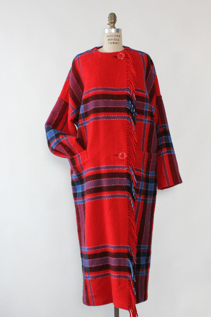 Ruby Plaid Blanket Coat S/M