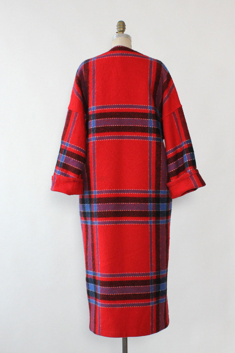 Ruby Plaid Blanket Coat S/M