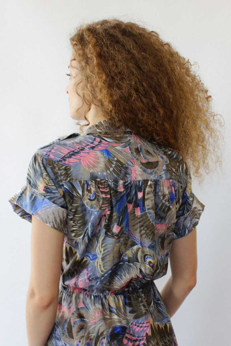 Cabrais Feather Print Shirtdress M/L