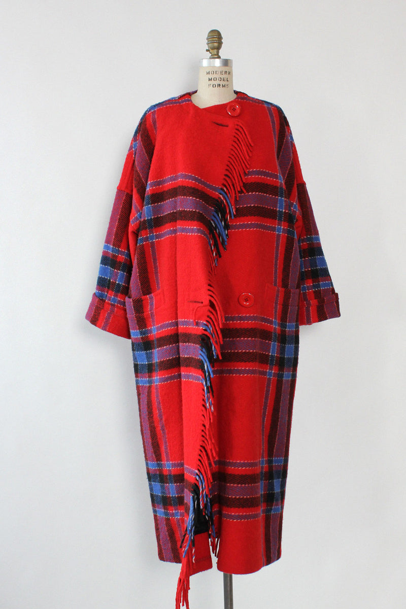 Ruby Plaid Blanket Coat S/M