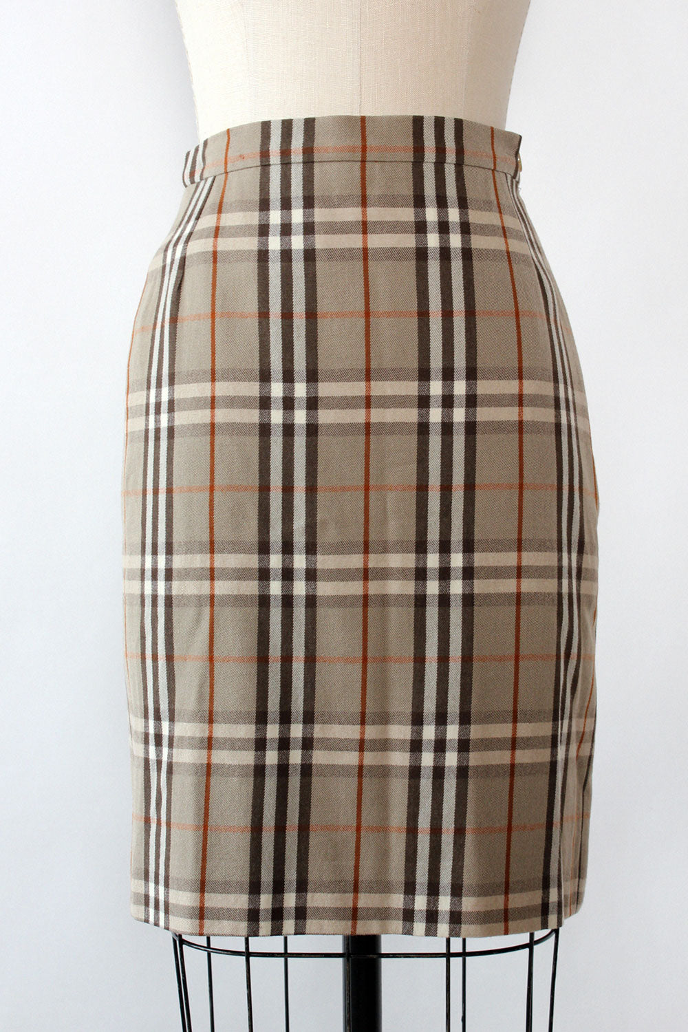 Brown Plaid Tweed High Waisted Midi Pencil Skirt | forum.iktva.sa