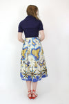 50s Mediterranean Print Full Skirt M