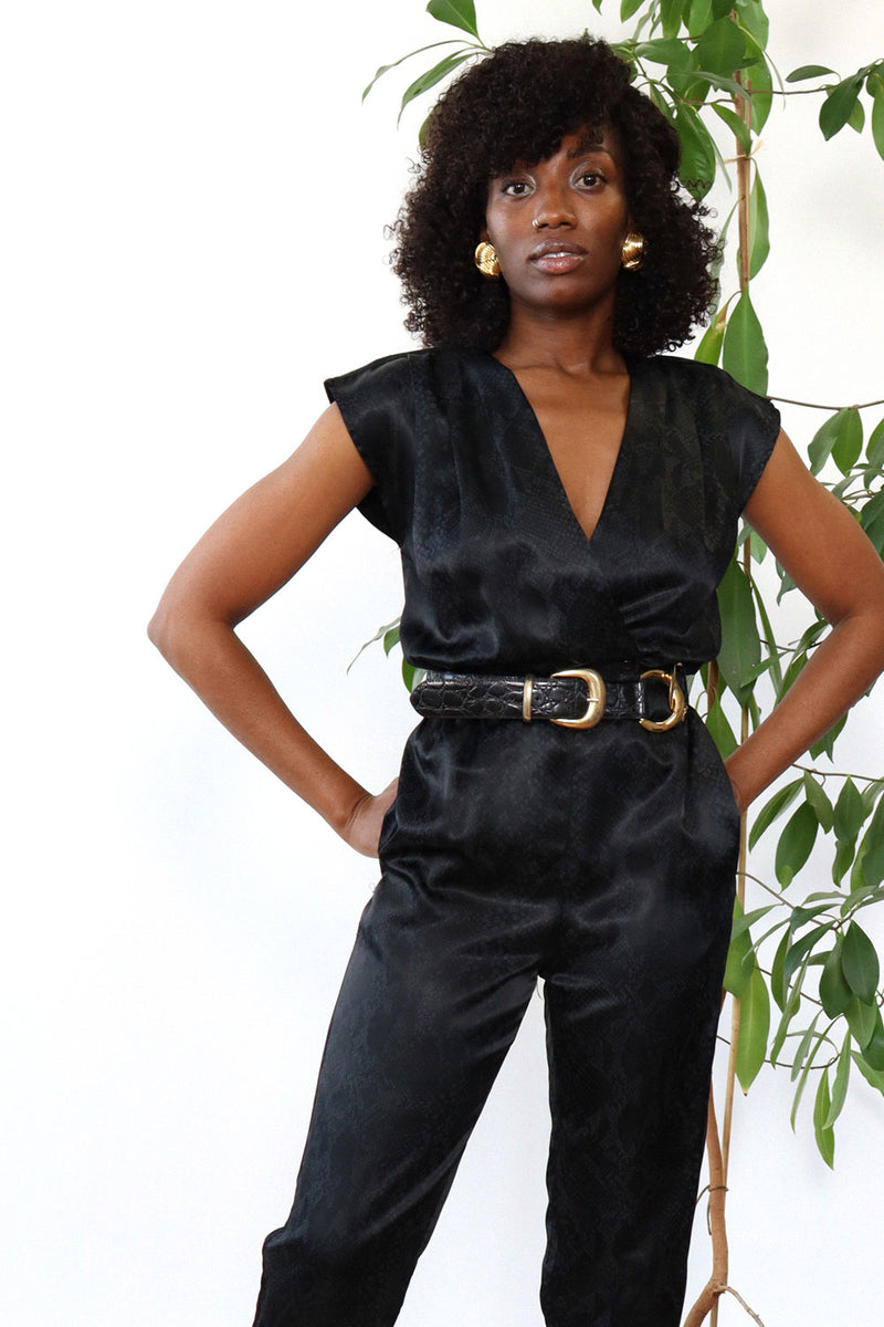 Satin Snakeskin Jumpsuit S-S/M