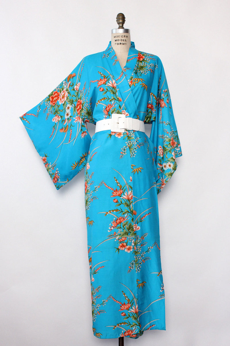 Turquoise Peach Kimono S-L