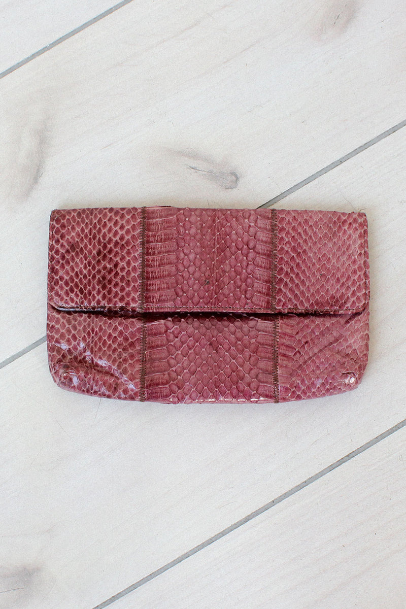 Violet Snakeskin Clutch