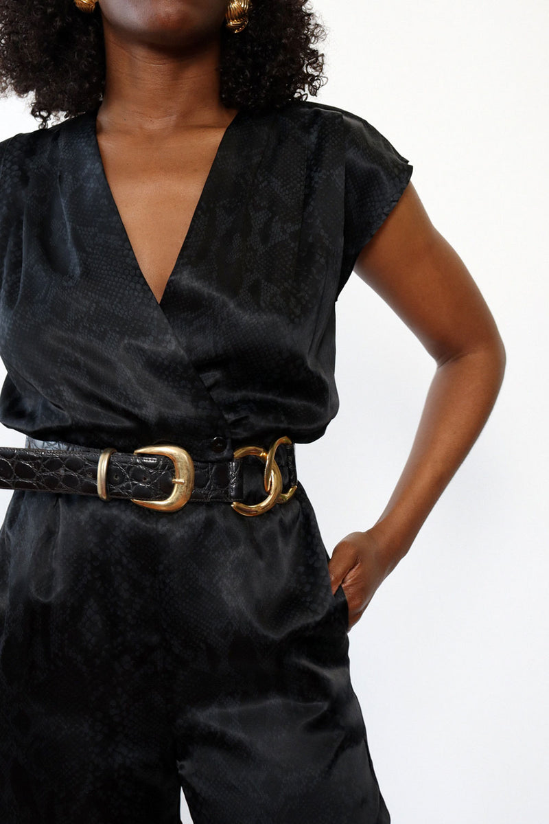 Satin Snakeskin Jumpsuit S-S/M