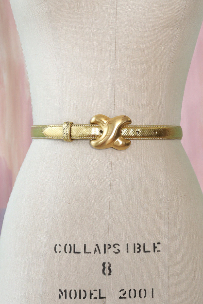 Reptilian Bronzed Leather Belt