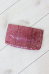Violet Snakeskin Clutch