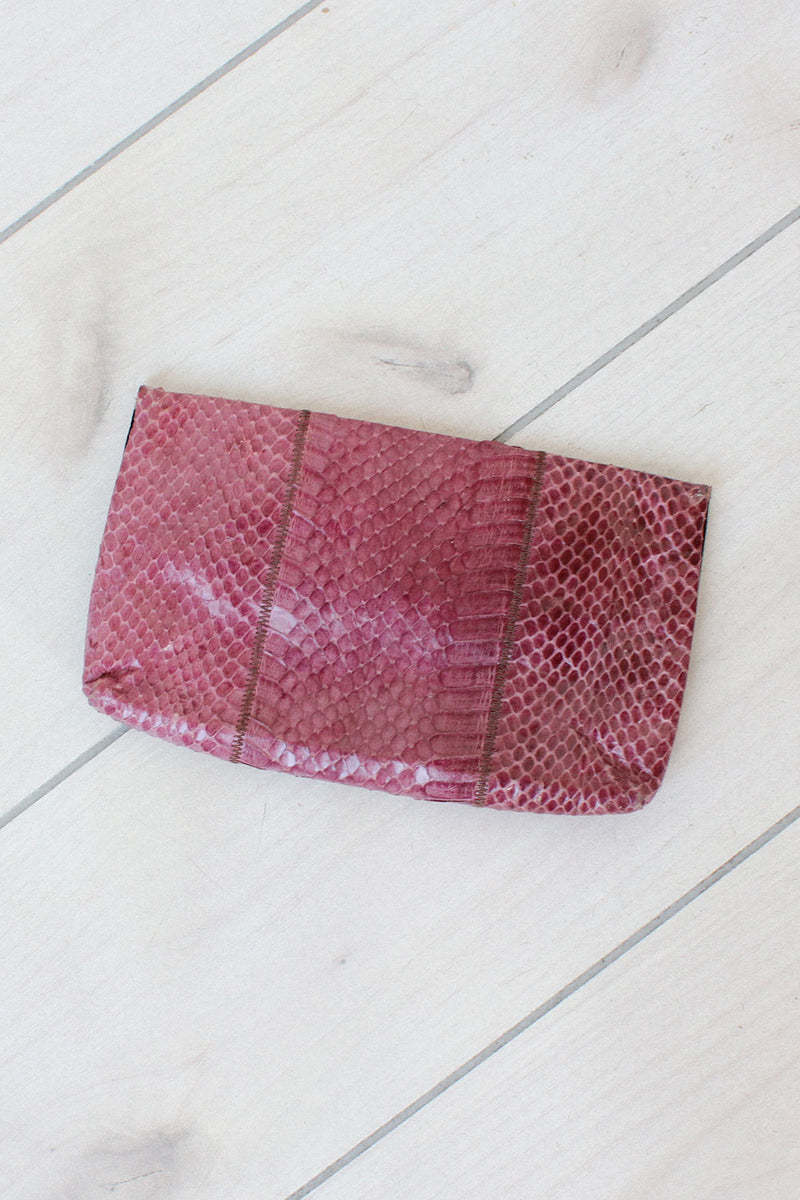 Violet Snakeskin Clutch
