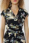 Enchanted Crane Print 70s Dress XS/S