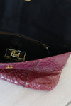 Violet Snakeskin Clutch