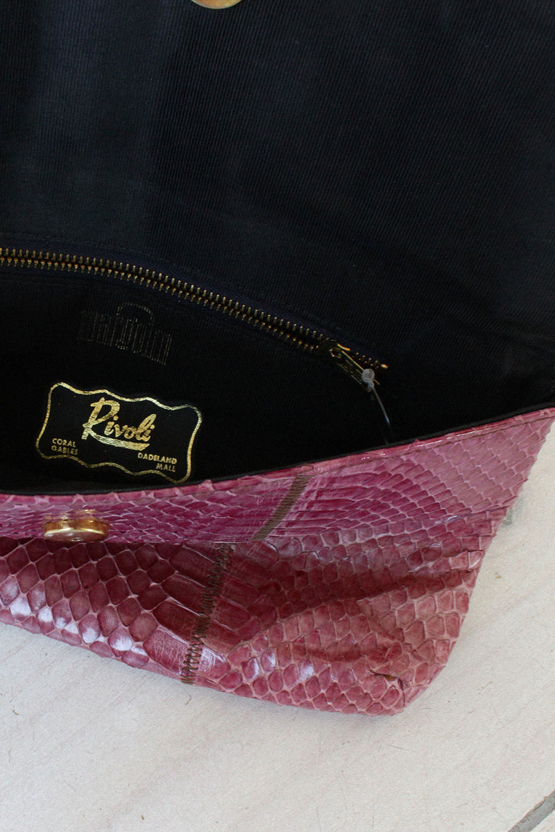 Violet Snakeskin Clutch