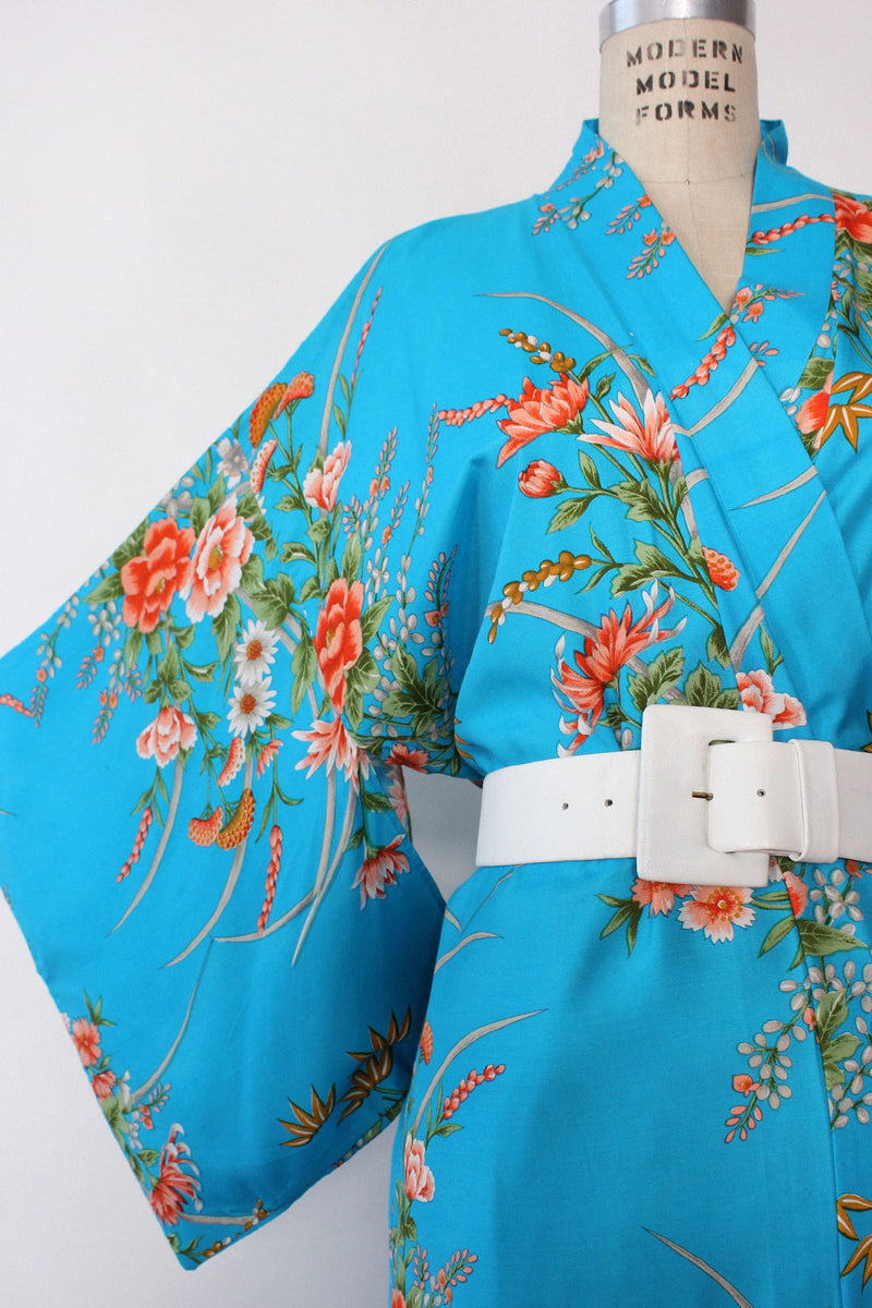 Turquoise Peach Kimono S-L