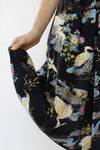 Enchanted Crane Print 70s Dress XS/S