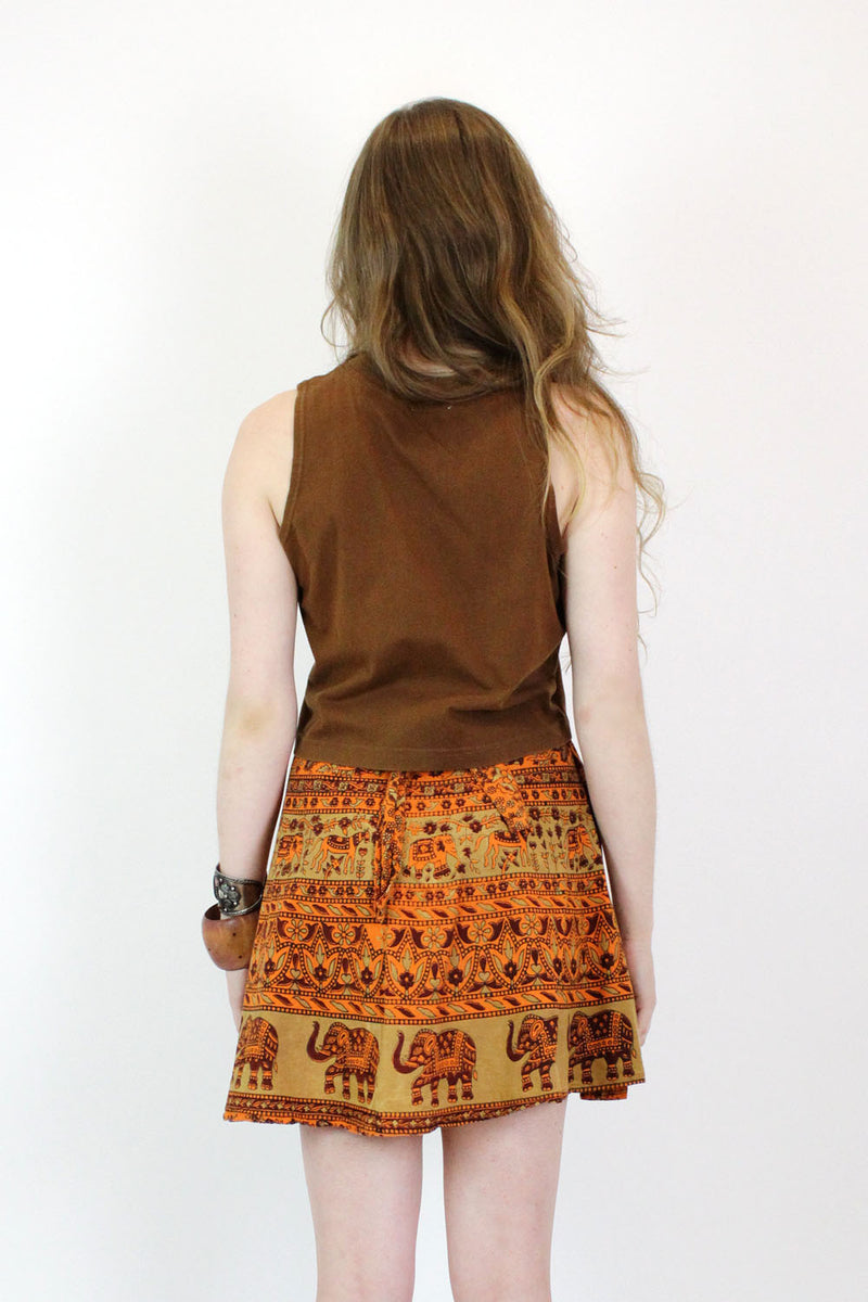 Elephants Crossing Mini Wrap Skirt