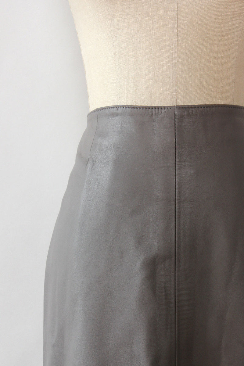 Stone Gray Leather Skirt L