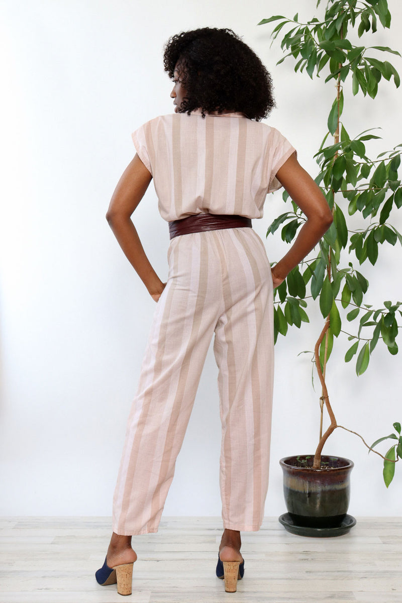 Mauve Striped Jumpsuit M