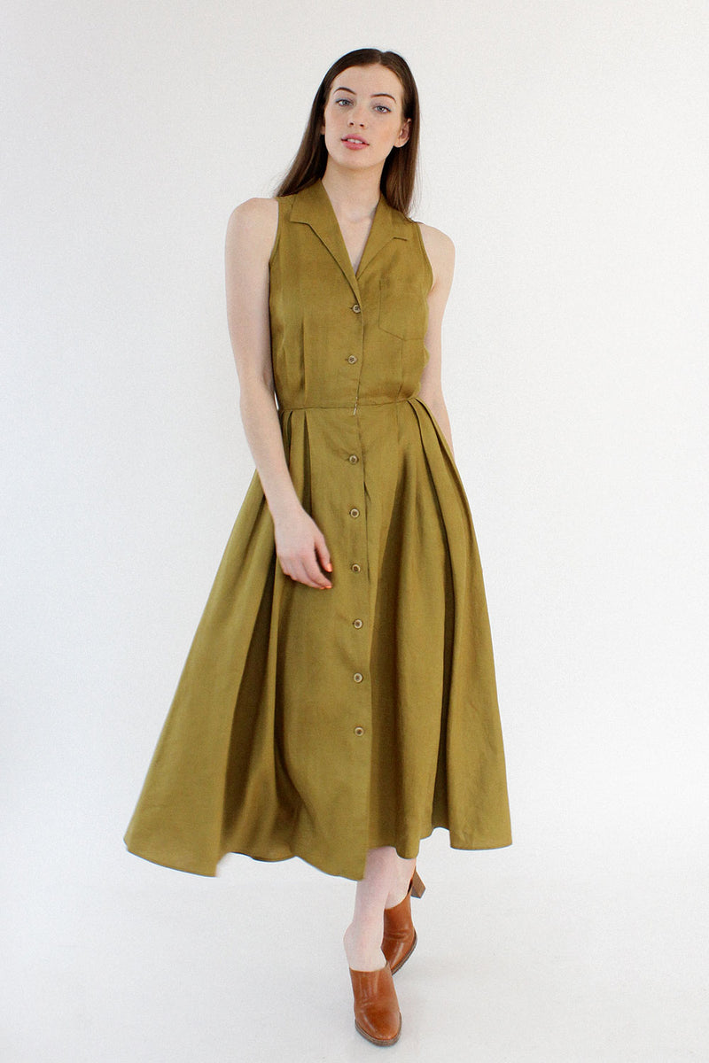 Moss Linen Shirtdress S