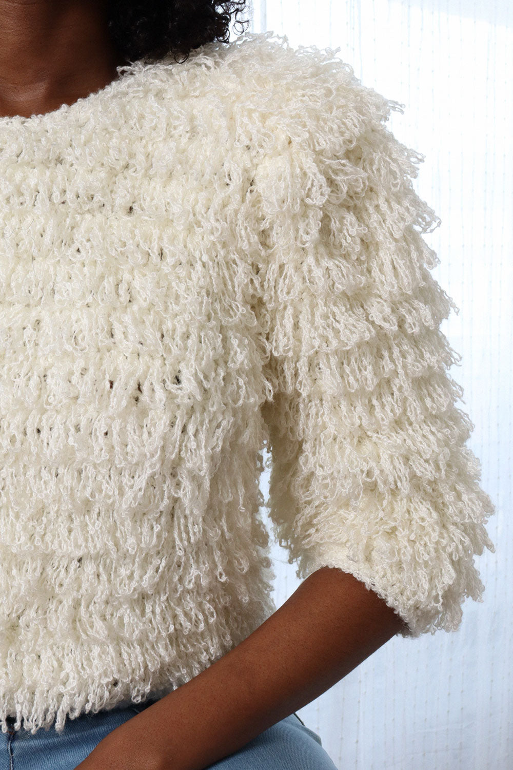 Cream Shag Sweater S/M