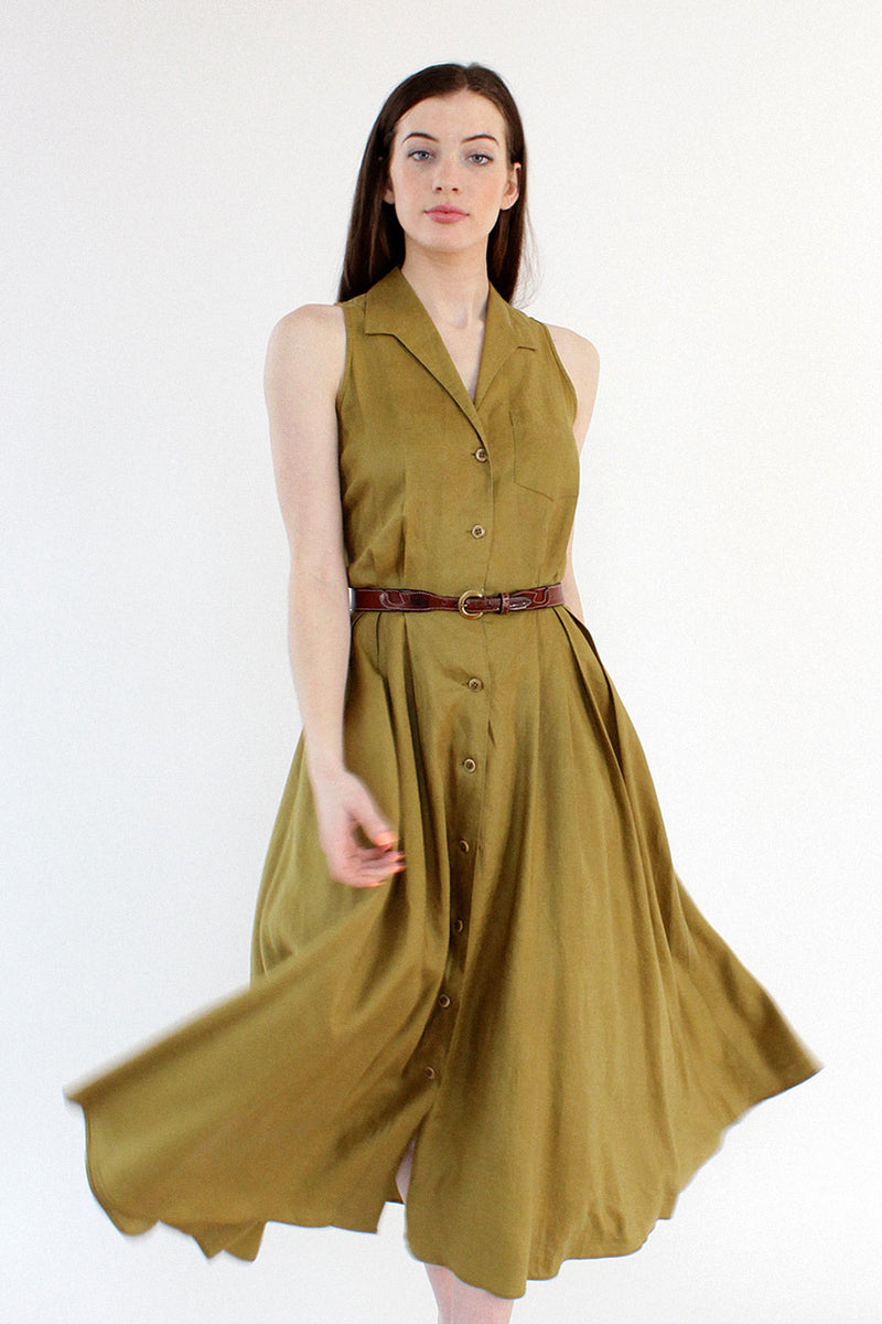Moss Linen Shirtdress S