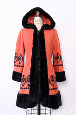 Brick Embroidered Hood Coat S/M
