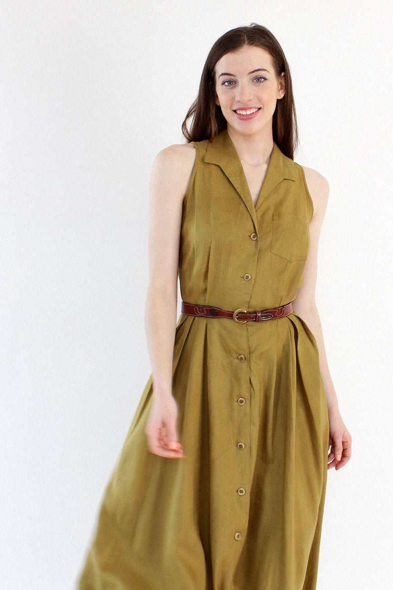 Moss Linen Shirtdress S