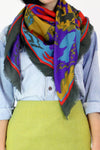 Abstract Olive & Crimson Scarf {XL}