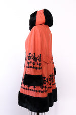 Brick Embroidered Hood Coat S/M