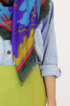 Abstract Olive & Crimson Scarf {XL}