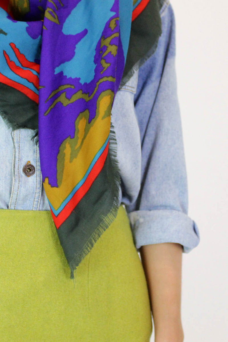 Abstract Olive & Crimson Scarf {XL}