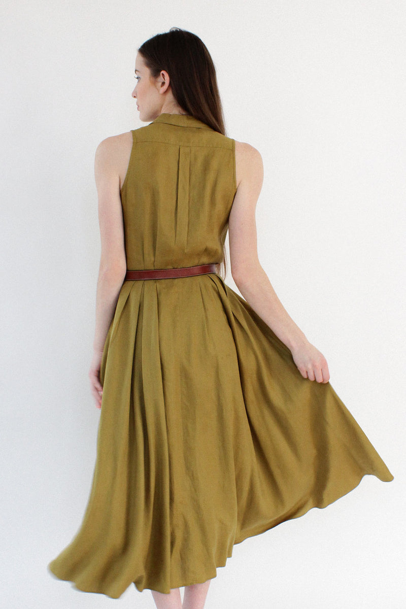 Moss Linen Shirtdress S