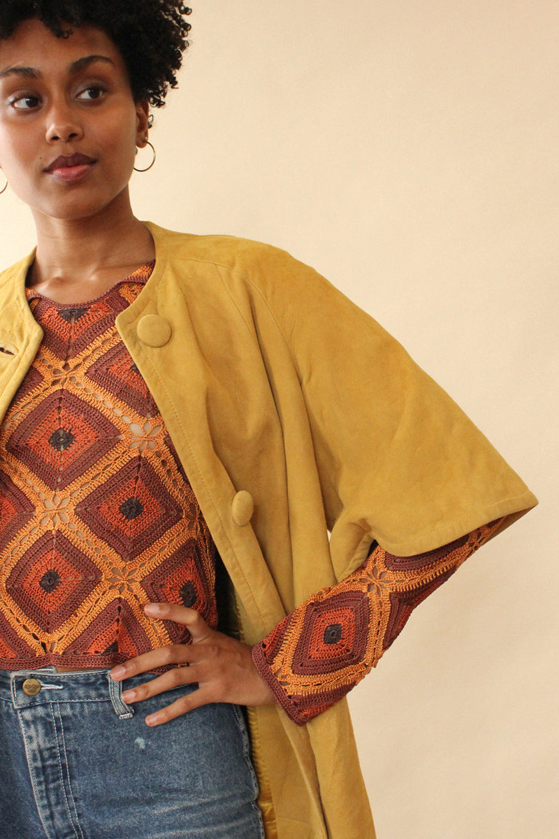 Sixties Suede Crop Sleeve Coat S/M