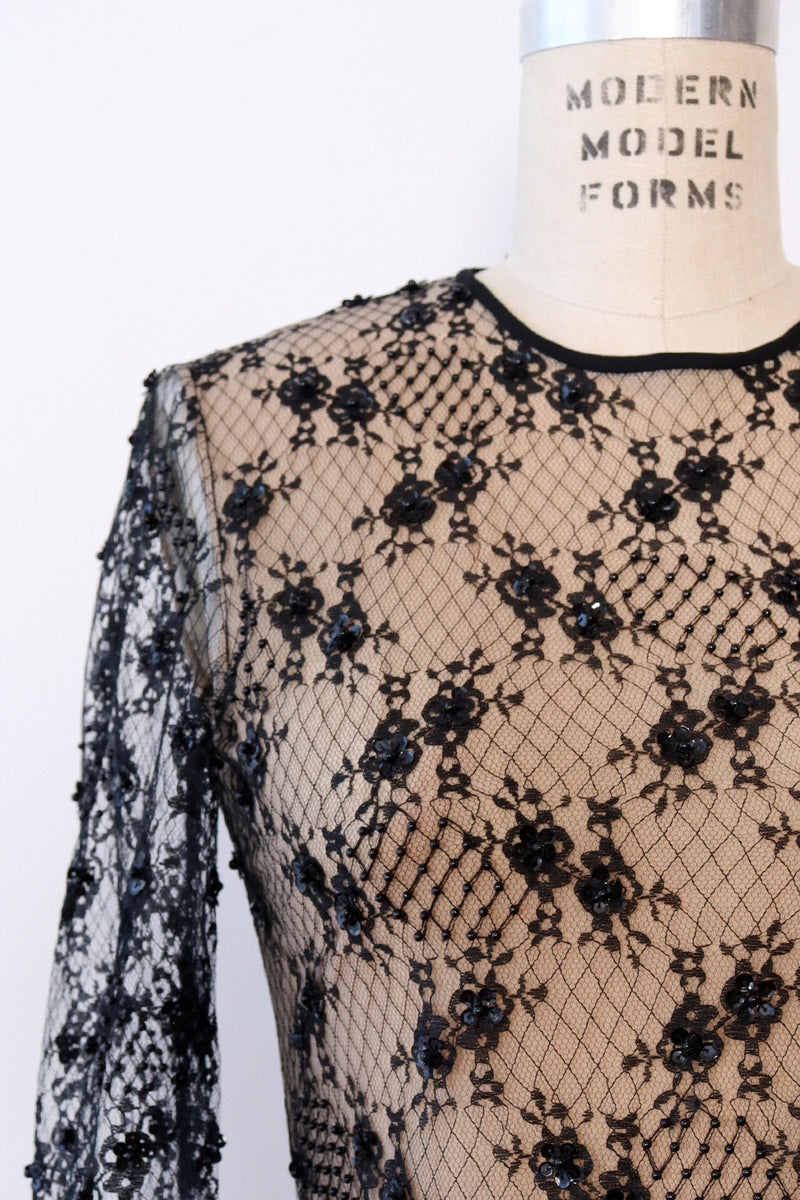 Starry Beaded Lace Bodysuit M
