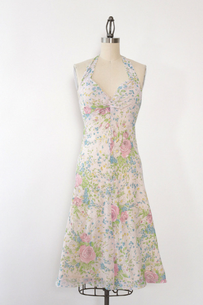 Foxy Lady Soft Floral Halter Dress with Tie Top XS/S