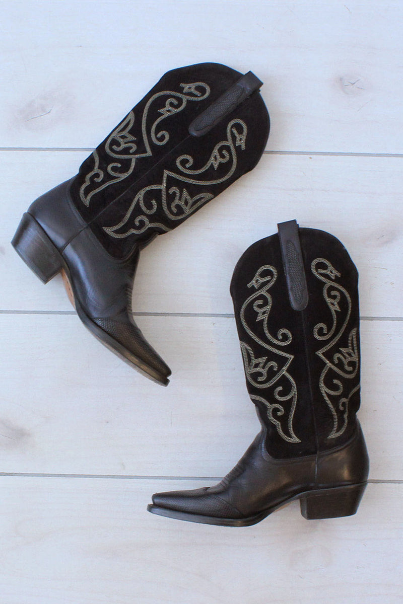 Noir Stitch Cowboy Boots 7.5