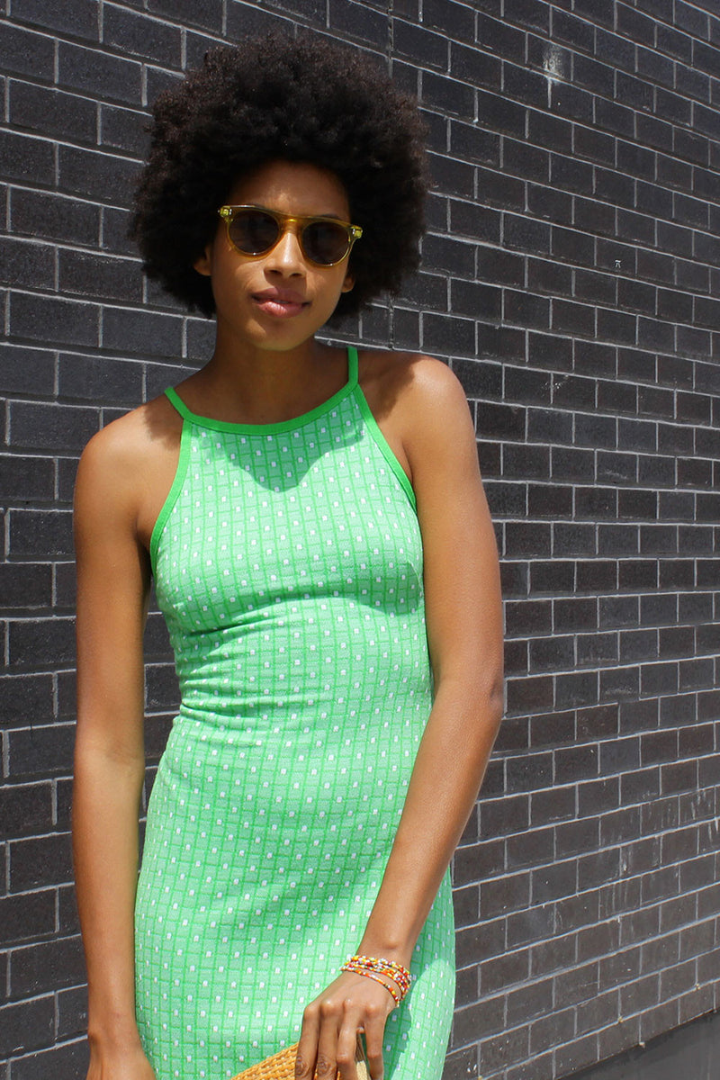 Green Summer Knit Maxi Dress XS OMNIA Green Summer Knit Maxi Dress XS OMNIA