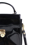 Shiny Black Top Handle Box Bag