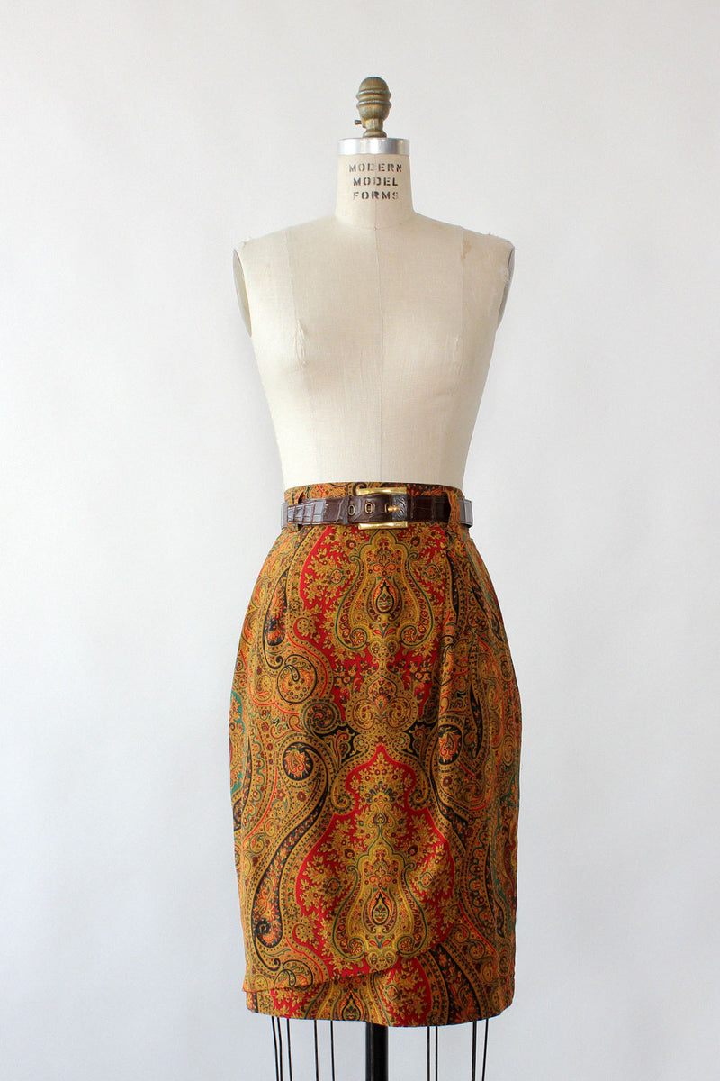 Regal Silk Paisley Skirt S