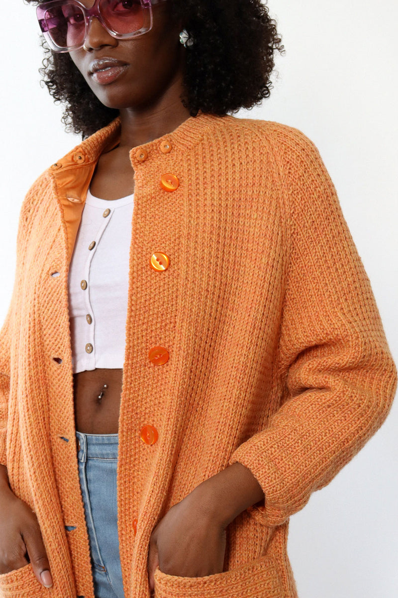 Peach Handknit Sweater Jacket S/M