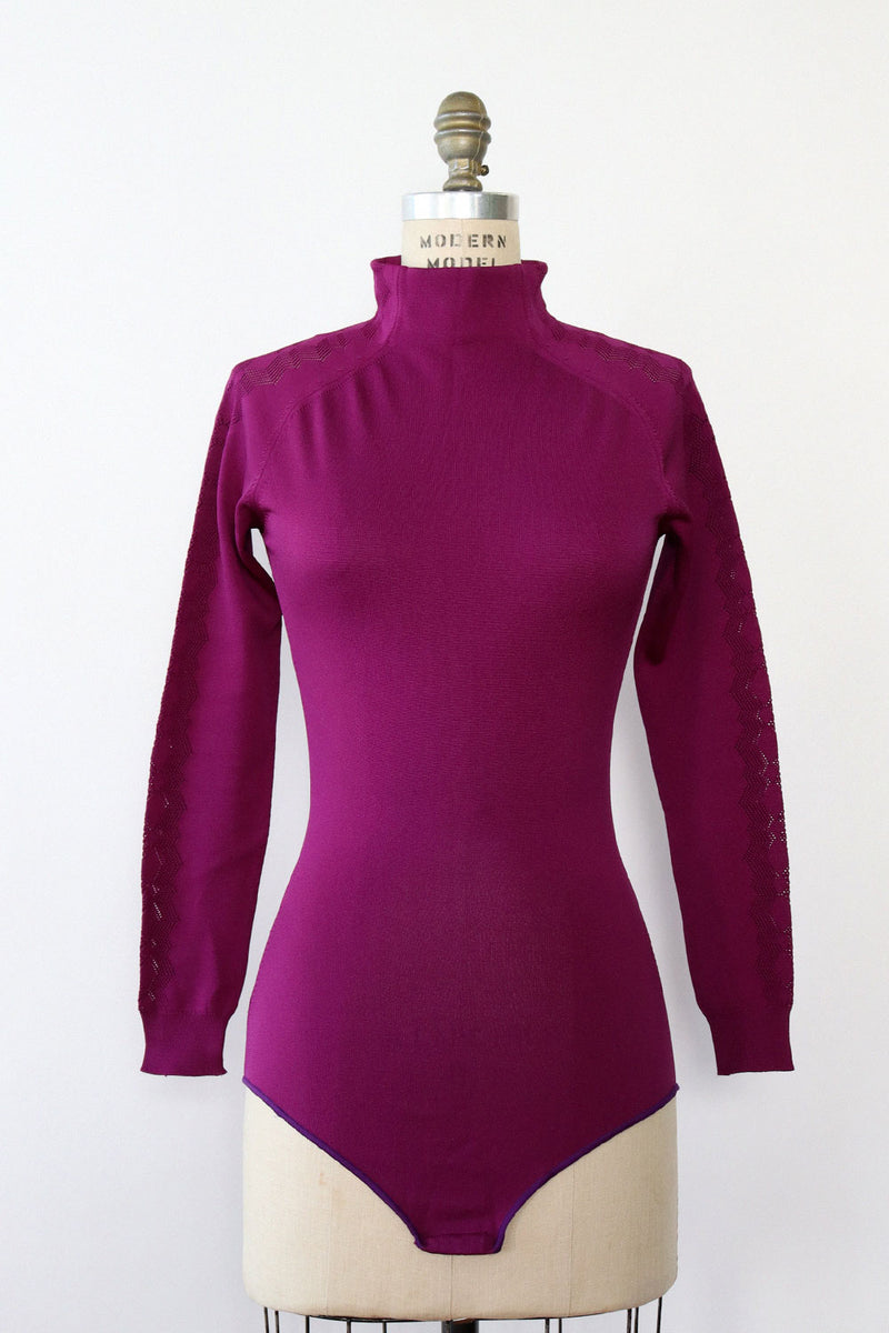 Royal Purple Pointelle Knit Bodysuit XS/S