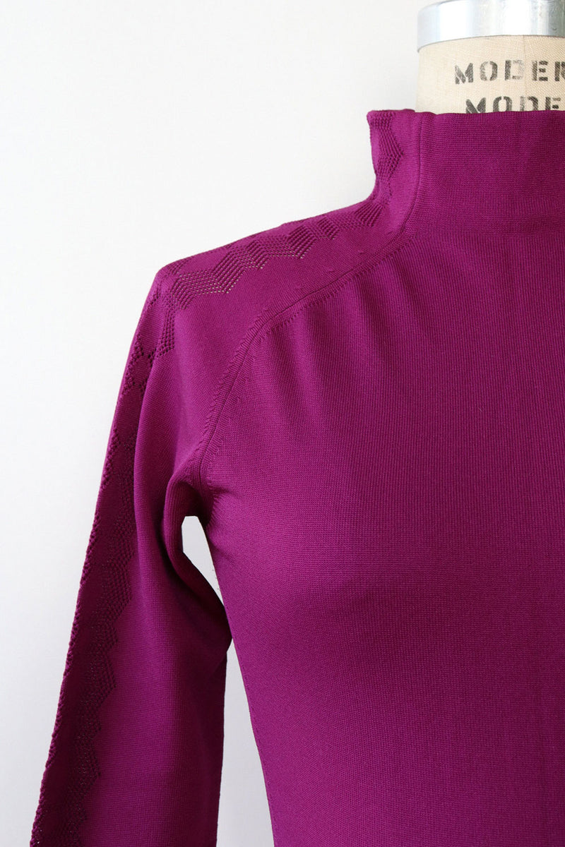 Royal Purple Pointelle Knit Bodysuit XS/S